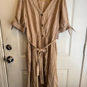 Tan Linen Dress